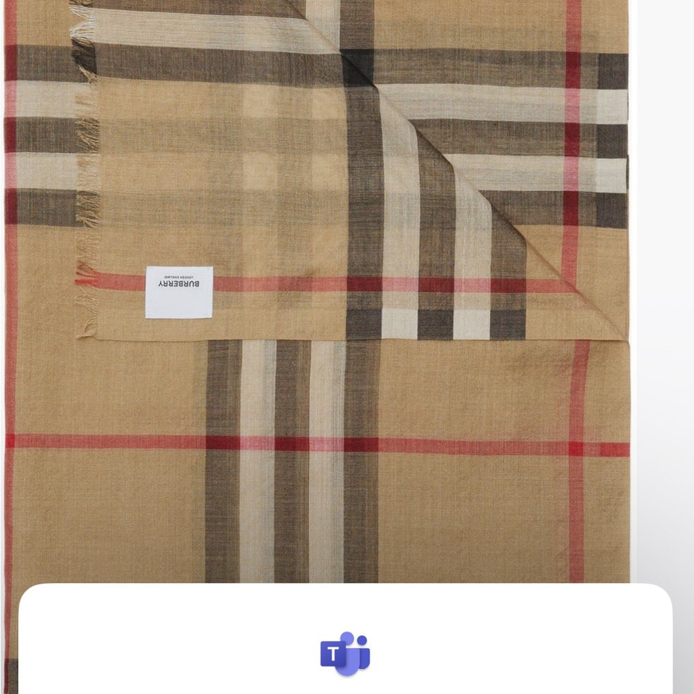 Burberry Beige Plaid Cashmere-Blend Scarf with Black and Red Accents - Picture 2 of 5